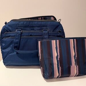 NWT Lug Brushed Navy Minibus Tote with insulated lunch bag